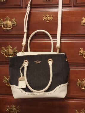 kate spade Black and White Canvas & Leather Satchel